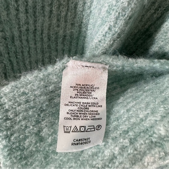 LOFT ribbed knit cozy sweater poncho pale green - Picture 8 of 8